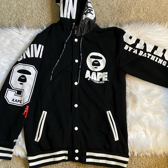 Black bape varsity jacket